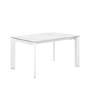 Mesa LISA 140, en blanco con pata blanca, vista en perspectiva