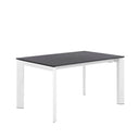 Mesa LISA 140, en negro con pata blanca, vista en perspectiva