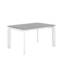 Mesa LISA 140, en gris con pata blanca, vista en perspectiva