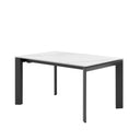 Mesa LISA 140, en blanco con pata negra, vista en perspectiva