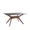 Mesa ELOISE de 140 cm, en negro con patas de nogal, vista en perspectiva