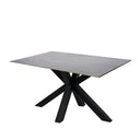 Mesa JOYCE de 160 cm, en gris con pata negra, vista en perspectiva