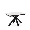 Mesa LORI de 160 cm, en blanco con pata negra, vista en perspectiva