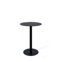Mesa LYA alta de 96 cm, en negro con pata negra, vista en perspectiva