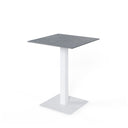 Mesa SAMIRA alta de 96 cm, en gris con pata blanca, vista en perspectiva