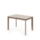 Mesa CONSTANCE de 140 cm, en travertino, vista en perspectiva