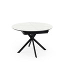 Mesa SUVI de 120 cm, en blanco con pata negra, vista en perspectiva