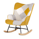 Mecedora DENVER, en patchwork mostaza, vista en perspectiva