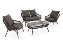 Conjunto de jardín SALONICA en acero galvanizado con sofá, 2 sillones y mesa