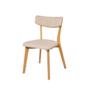 Silla ANAIS, en roble y beige, vista en perspectiva