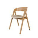 Silla RINA, en roble y beige, vista en perspectiva