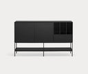 Aparador PLATT de 166 cm con 2 puertas y 1 cajón, en negro – Teulat