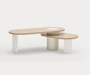 Mesa de centro NORI de 120 cm a dos alturas, en crema – Teulat