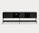 Mueble TV PLATT de 220 cm con 3 puertas y 2 cajones, en negro – Teulat