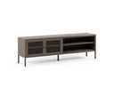 Mueble TV TANA de 160 cm con 2 puertas de rejilla y 2 huecos en color moca