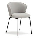 Silla tapizada ADD con patas negras, en gris claro, vista en tres cuartos – Teulat