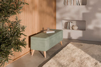 Banqueta ZURICH de 120 cm con almacenaje y patas de madera