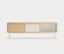 Mueble TV YOKO de 180 cm con 1 puerta y 2 cajones, en crema – Teulat
