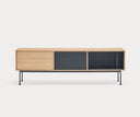 Mueble TV YOKO de 180 cm con 1 puerta y 2 cajones, en gris – Teulat