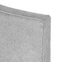 Detalle de la silueta ondulada del cabecero LEBECHE en gris claro