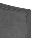 Detalle de la silueta ondulada del cabecero LEBECHE en gris oscuro