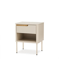 Mesita de noche Bergen beige de 45 cm con cajón y hueco