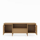 Mueble TV PACIFIC de 160 cm con las dos puertas abiertas y el cajón central