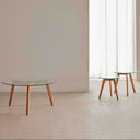 Mesa de centro PATRICK en cristal y madera