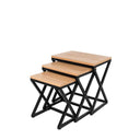 Set de 3 mesas CIRO en roble y metal negro