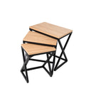 Set de 3 mesas CIRO en roble y metal negro