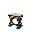 Set de 3 mesas CIRO en roble y metal negro