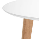 Mesa MONNA 100, en blanco y roble, vista lateral