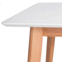 Mesa ALICE 120, en blanco y roble, vista lateral