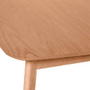 Mesa ENMA 120, en roble, detalle del acabado