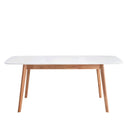 Mesa ENMA 120, en blanco y roble, vista frontal