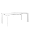Mesa LISA 140, en blanco con pata blanca, vista trasera en perspectiva
