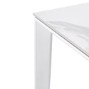 Mesa LISA 140, en blanco con pata blanca, vista lateral