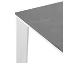Mesa LISA 140, en gris con pata blanca, vista lateral