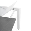 Mesa LISA 140, en gris con pata blanca, vista frontal