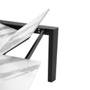Mesa LISA 140, en blanco con pata negra, vista frontal
