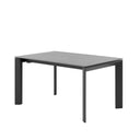 Mesa LISA 140, en gris con pata negra, vista en perspectiva