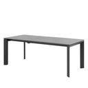 Mesa LISA 140, en gris con pata negra, vista trasera en perspectiva