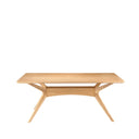 Mesa HELGA de 140 cm, en roble, vista trasera en perspectiva