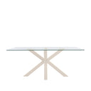 Mesa DEMI de 140 cm, en beige, vista trasera en perspectiva