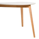 Mesa MORGAN, en blanco y roble, vista lateral