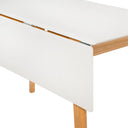 Mesa TORI, en blanco y roble, vista frontal