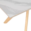 Mesa ELOISE de 140 cm, en blanco con patas de roble, vista lateral