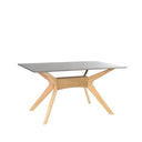 Mesa ELOISE de 140 cm, en gris con patas de roble, vista en perspectiva