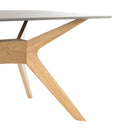 Mesa ELOISE de 140 cm, en gris con patas de roble, vista frontal