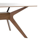Mesa ELOISE de 140 cm, en blanco con patas de nogal, vista frontal